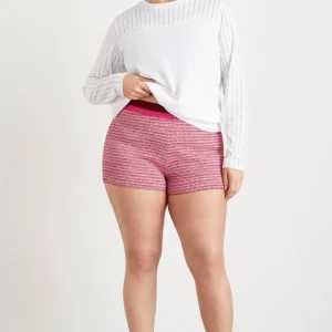 Best Sale Aje ATHLETICA High Rise Striped Knit Bike Shorts 625 Berry/Multi