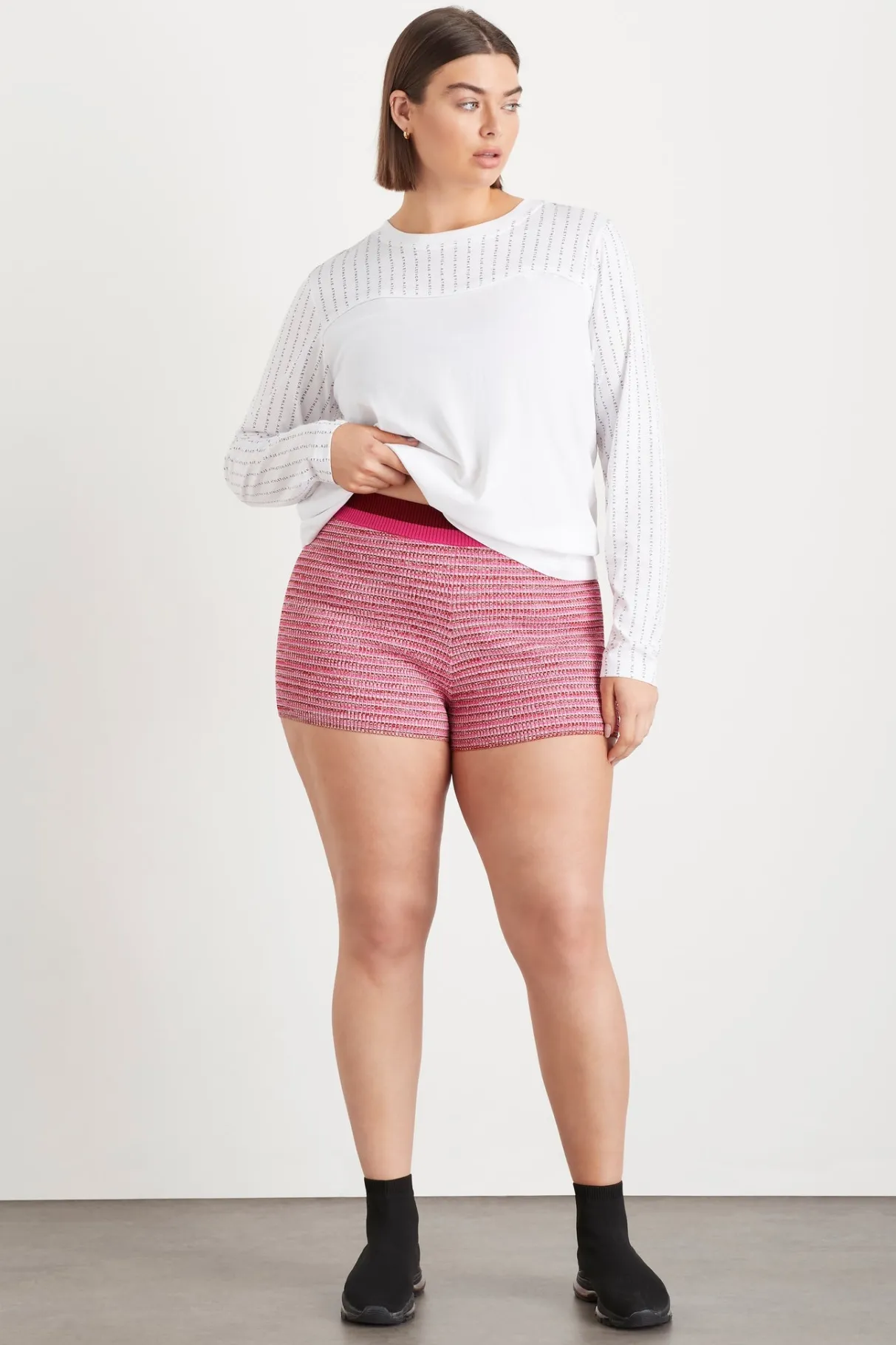 high_rise_striped_knit_bike_shorts__0-1.webp Best Sale Aje ATHLETICA High Rise Striped Knit Bike Shorts 625 Berry/Multi