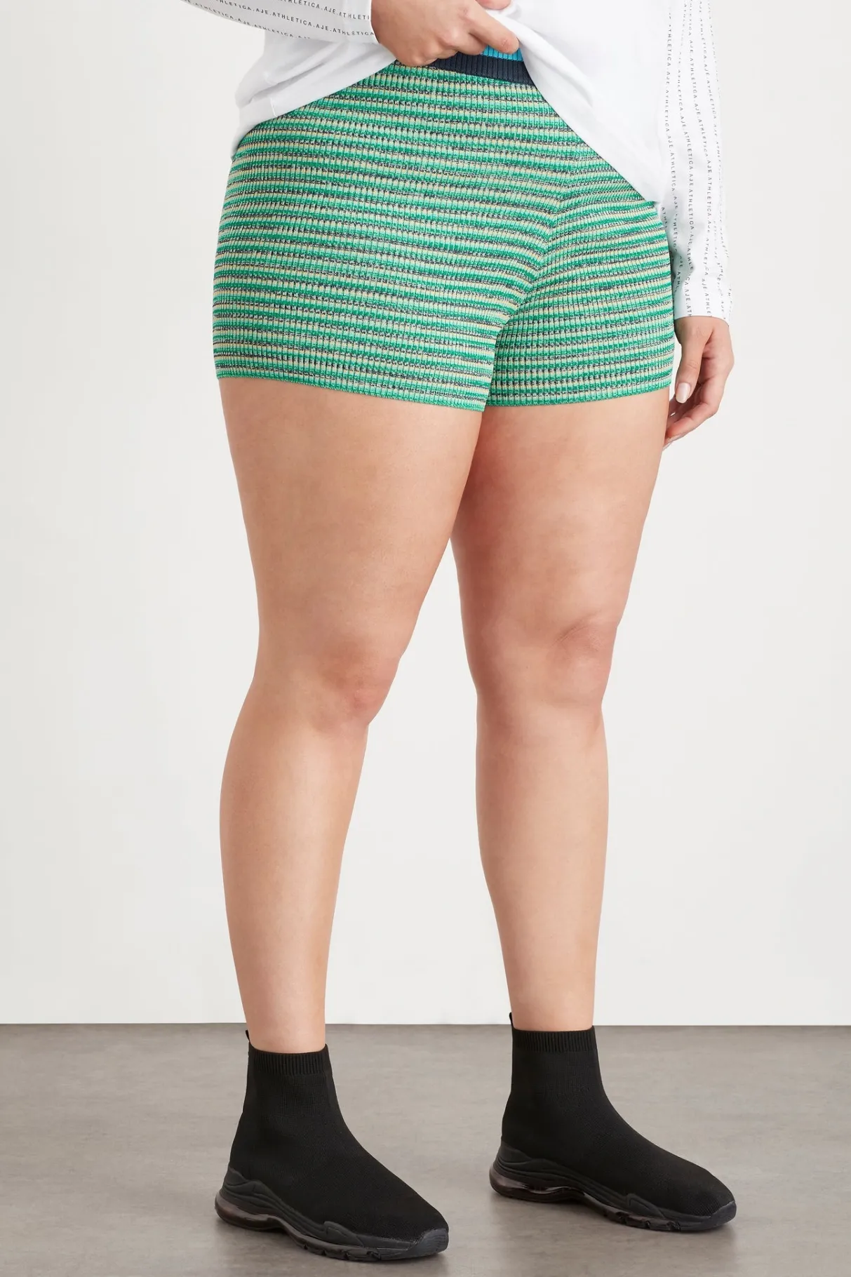 high_rise_striped_knit_bike_shorts__1.webp Cheap Aje ATHLETICA High Rise Striped Knit Bike Shorts 625 Mint Green/Multi