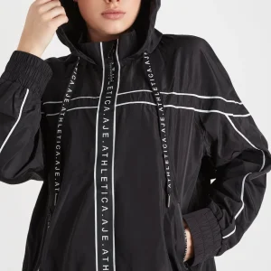 Clearance Aje ATHLETICA Hooded Windbreaker Jacket 016 Black