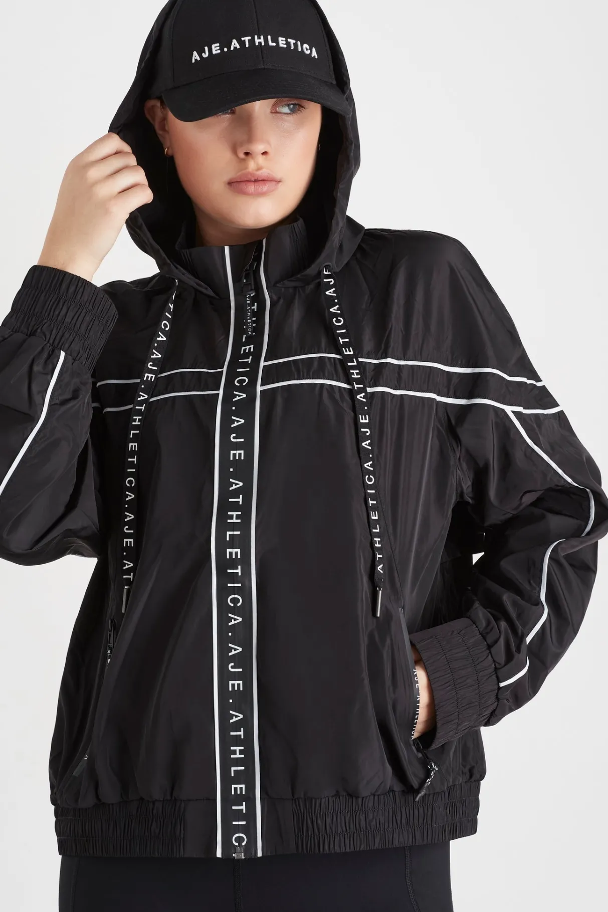 hooded_windbreaker_jacket__9.webp Clearance Aje ATHLETICA Hooded Windbreaker Jacket 016 Black
