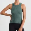 Hot Aje ATHLETICA Hydra Racer Knit Ribbed Top Moss Green