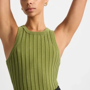 Online Aje ATHLETICA Hydra Racer Knit Ribbed Top Evergreen