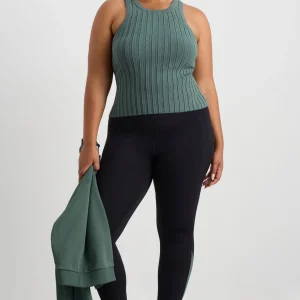 Hot Aje ATHLETICA Hydra Racer Knit Ribbed Top Moss Green