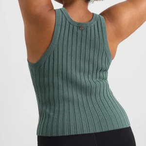 Hot Aje ATHLETICA Hydra Racer Knit Ribbed Top Moss Green