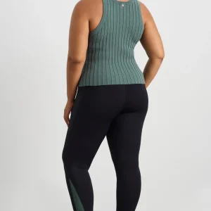 Hot Aje ATHLETICA Hydra Racer Knit Ribbed Top Moss Green