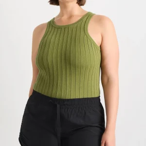 Online Aje ATHLETICA Hydra Racer Knit Ribbed Top Evergreen