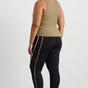 Shop Aje ATHLETICA Hydra Racer Knit Ribbed Top Soft Khaki