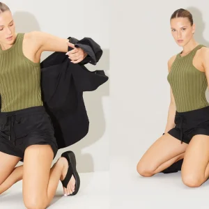 Online Aje ATHLETICA Hydra Racer Knit Ribbed Top Evergreen