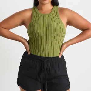 Online Aje ATHLETICA Hydra Racer Knit Ribbed Top Evergreen