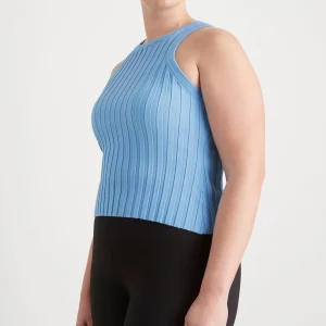 Store Aje ATHLETICA Hydra Racer Knit Ribbed Top Cerulean Blue