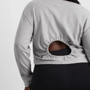 Online Aje ATHLETICA Keyhole Drawstring Long Sleeve Tee 149 Grey Marle