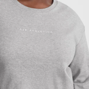 Online Aje ATHLETICA Keyhole Drawstring Long Sleeve Tee 149 Grey Marle
