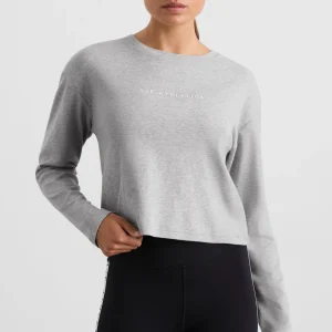 Online Aje ATHLETICA Keyhole Drawstring Long Sleeve Tee 149 Grey Marle