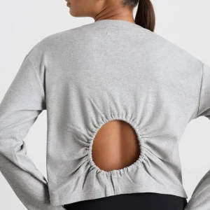 Online Aje ATHLETICA Keyhole Drawstring Long Sleeve Tee 149 Grey Marle