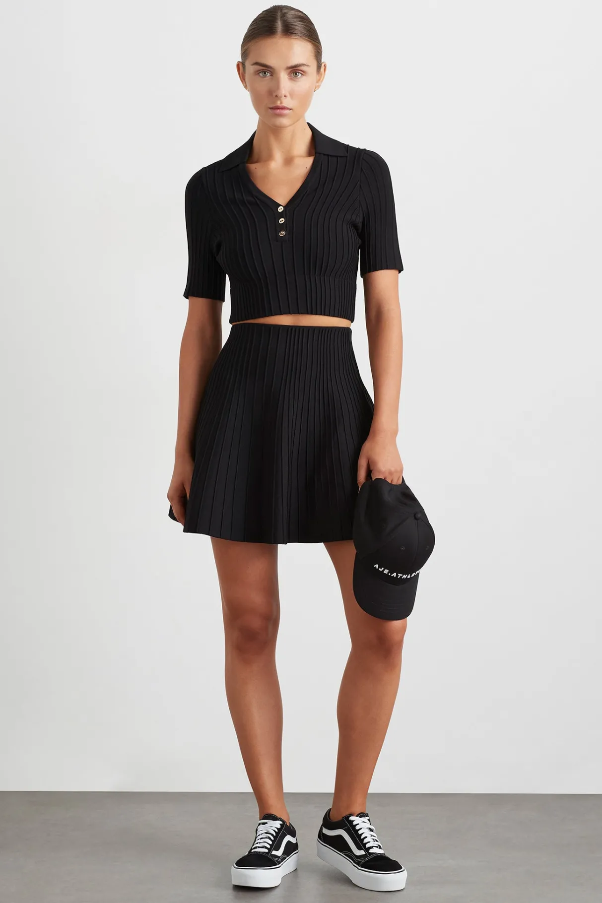 knitted_mini_skirt__0.webp Flash Sale Aje ATHLETICA Knitted Mini Skirt 628 Black