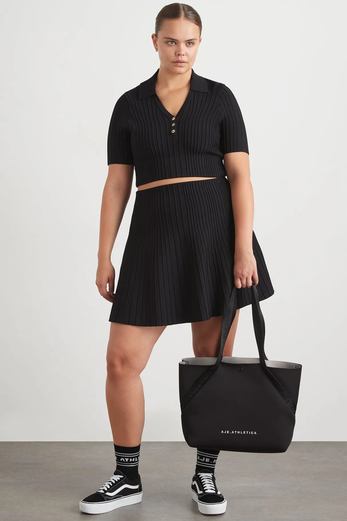 knitted_mini_skirt__10.webp Flash Sale Aje ATHLETICA Knitted Mini Skirt 628 Black