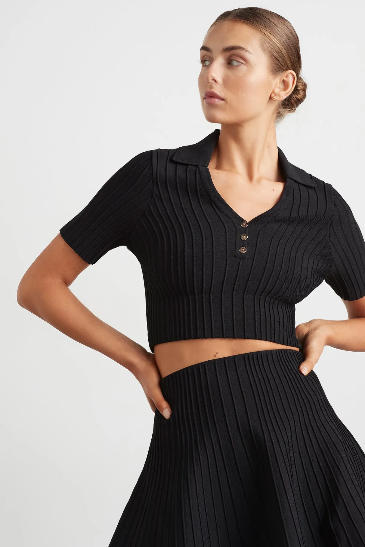 knitted_polo_top__0.webp Online Aje ATHLETICA Knitted Polo Top 341 Black