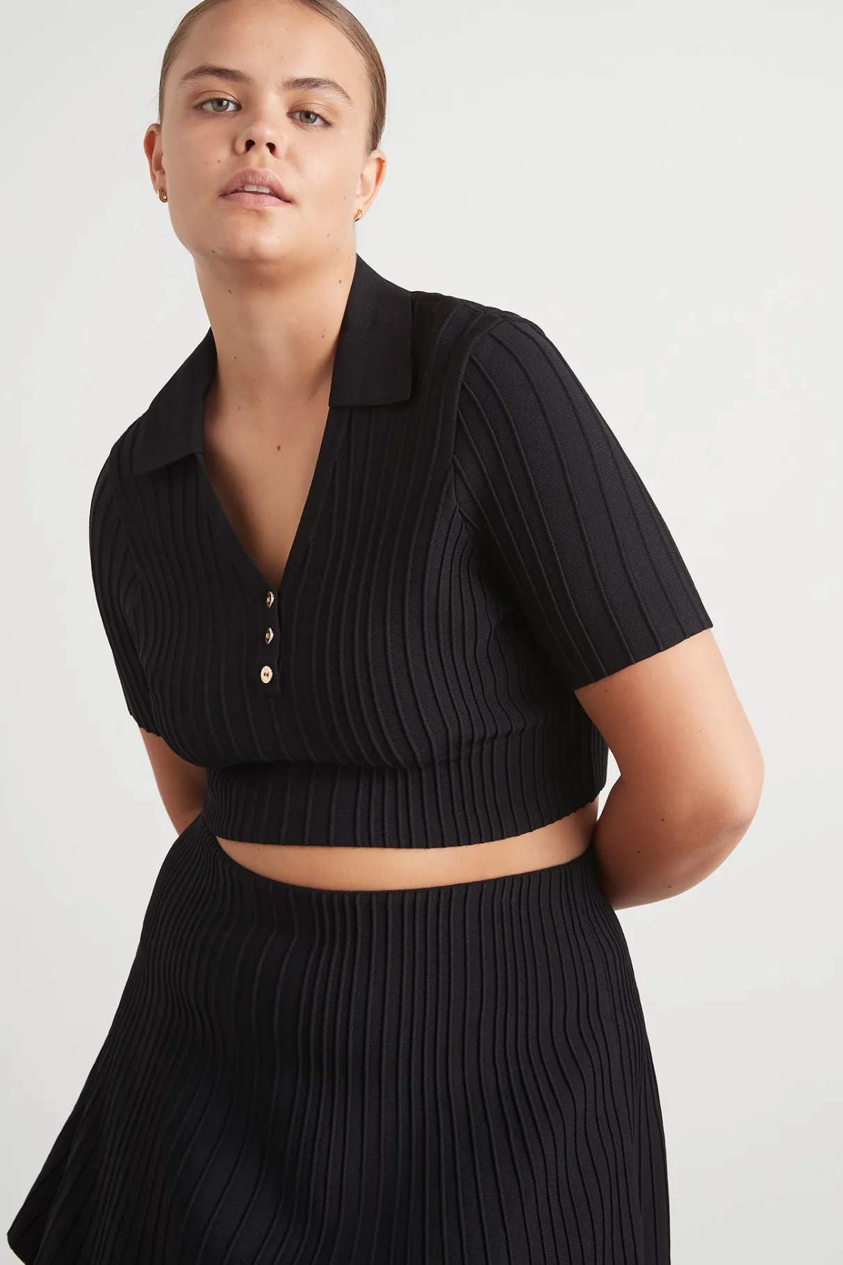 knitted_polo_top__11.webp Online Aje ATHLETICA Knitted Polo Top 341 Black