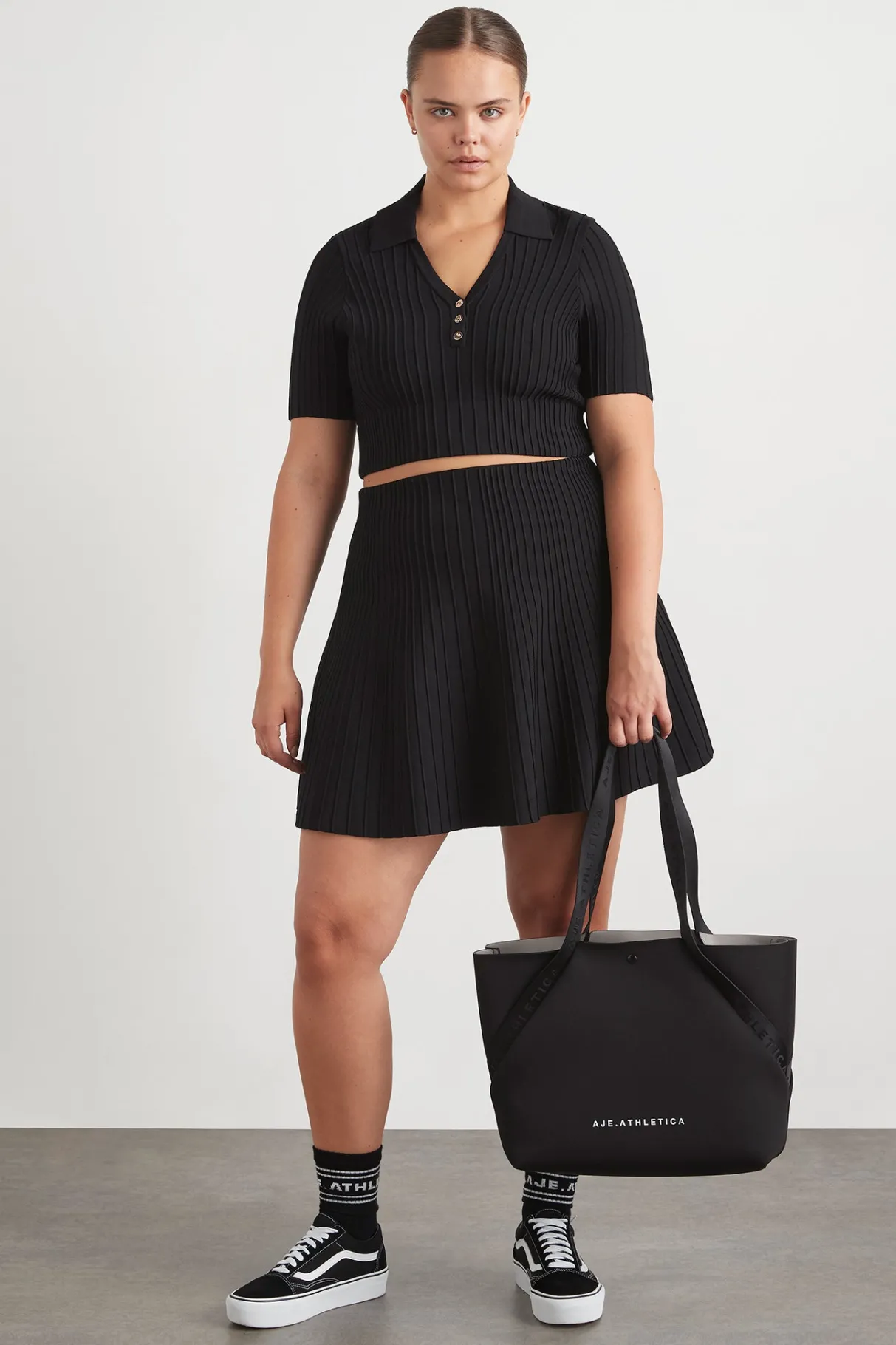 knitted_polo_top__12.webp Online Aje ATHLETICA Knitted Polo Top 341 Black