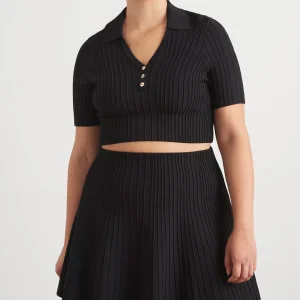 Online Aje ATHLETICA Knitted Polo Top 341 Black