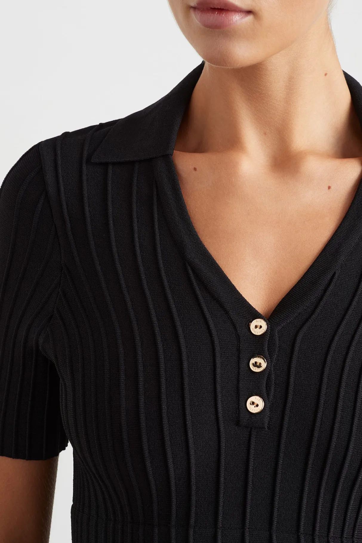 knitted_polo_top__3.webp Online Aje ATHLETICA Knitted Polo Top 341 Black