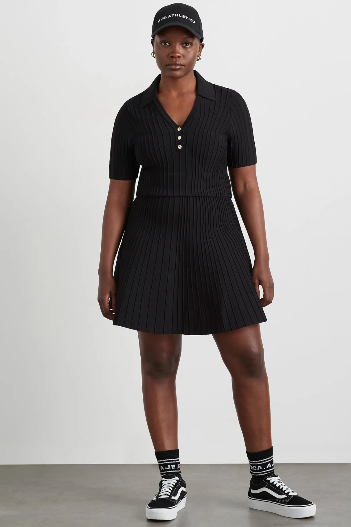 knitted_polo_top__8.webp Online Aje ATHLETICA Knitted Polo Top 341 Black