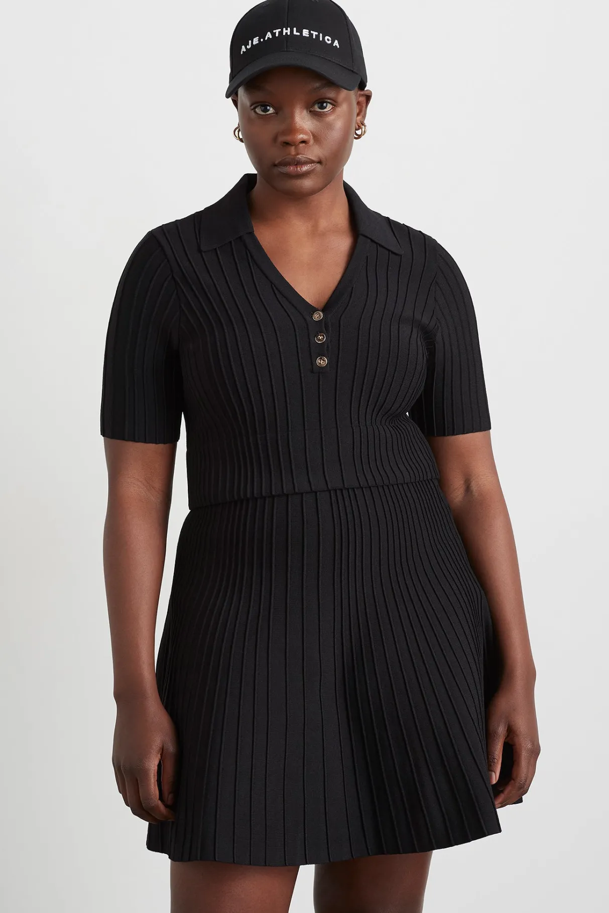 knitted_polo_top__9.webp Online Aje ATHLETICA Knitted Polo Top 341 Black