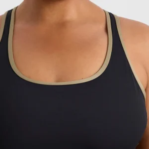 Store Aje ATHLETICA Lattice Logo Strap Bra 360 Black Soft Khaki
