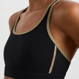 Store Aje ATHLETICA Lattice Logo Strap Bra 360 Black Soft Khaki