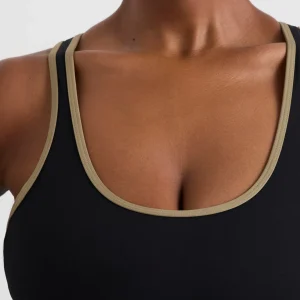Store Aje ATHLETICA Lattice Logo Strap Bra 360 Black Soft Khaki