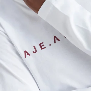 Online Aje ATHLETICA Logo Long Sleeve T-Shirt 127 White/Burnt Burgundy