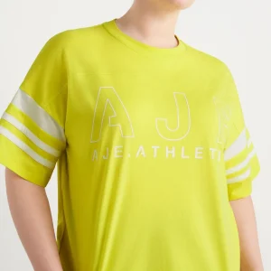 New Aje ATHLETICA Logo Stripe T-Shirt 102 Citrus Yellow/Wht