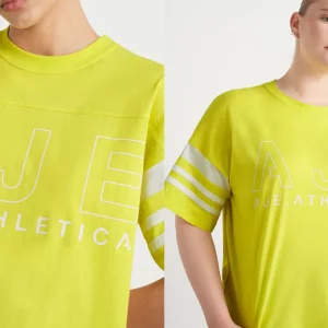 New Aje ATHLETICA Logo Stripe T-Shirt 102 Citrus Yellow/Wht