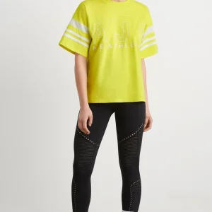 New Aje ATHLETICA Logo Stripe T-Shirt 102 Citrus Yellow/Wht
