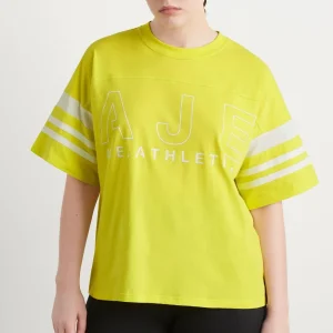 New Aje ATHLETICA Logo Stripe T-Shirt 102 Citrus Yellow/Wht