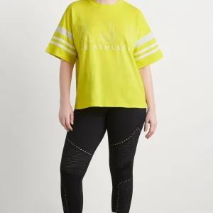 New Aje ATHLETICA Logo Stripe T-Shirt 102 Citrus Yellow/Wht