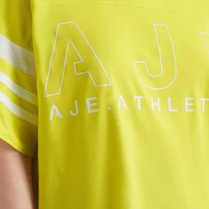 New Aje ATHLETICA Logo Stripe T-Shirt 102 Citrus Yellow/Wht