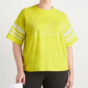 New Aje ATHLETICA Logo Stripe T-Shirt 102 Citrus Yellow/Wht