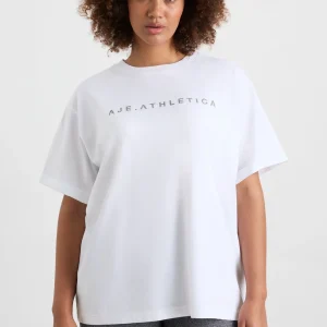 Shop Aje ATHLETICA Logo T-Shirt 102 White/Herringbone