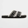 Shop Aje ATHLETICA Logotape Shearling Slides 938 Black/White