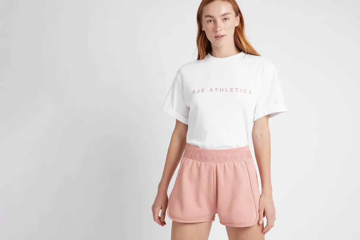 logotape_sweat_shorts__15-1.webp Shop Aje ATHLETICA Logotape Sweat Shorts 604 Sunset Pink