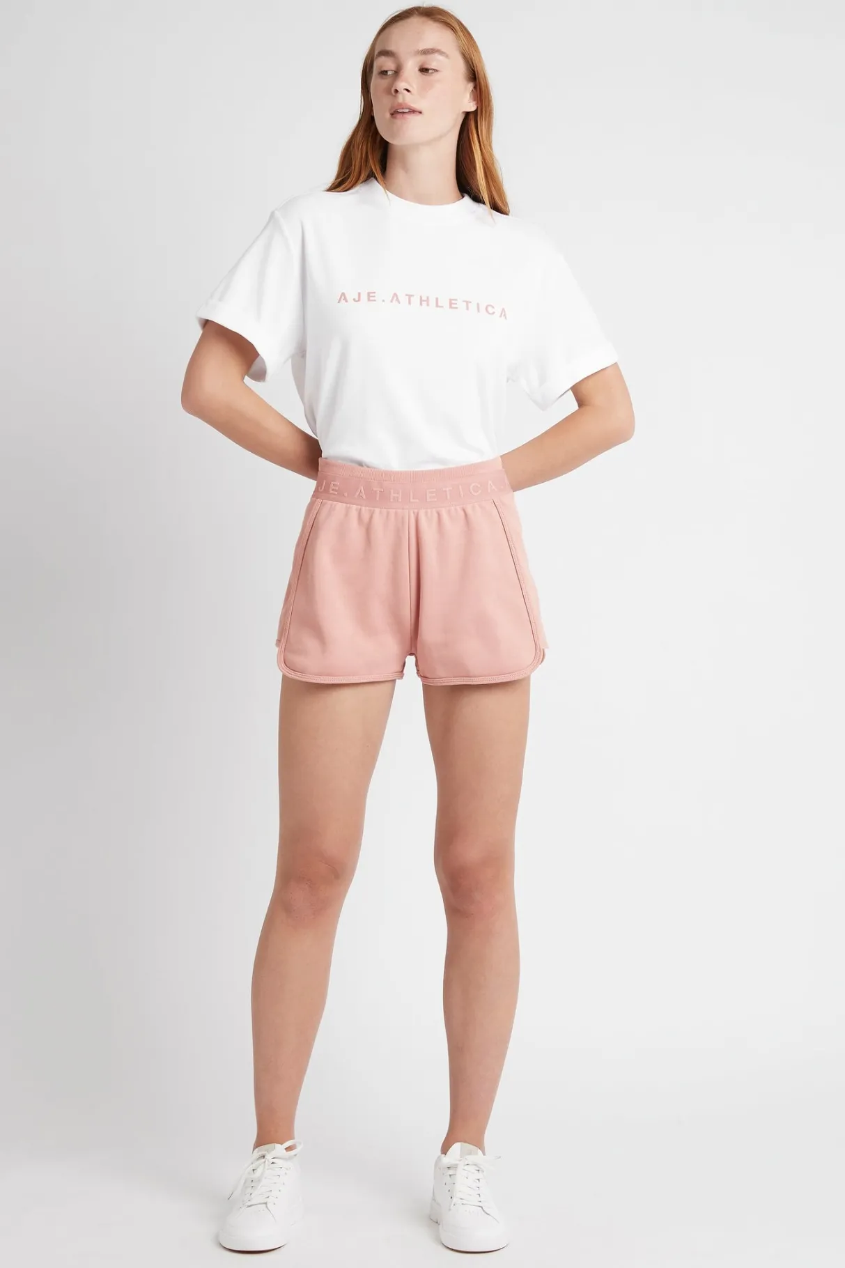 logotape_sweat_shorts__4-1.webp Shop Aje ATHLETICA Logotape Sweat Shorts 604 Sunset Pink