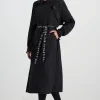Fashion Aje ATHLETICA Long Belted Windbreaker Jacket 703 Black/Black