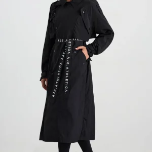 Fashion Aje ATHLETICA Long Belted Windbreaker Jacket 703 Black/Black