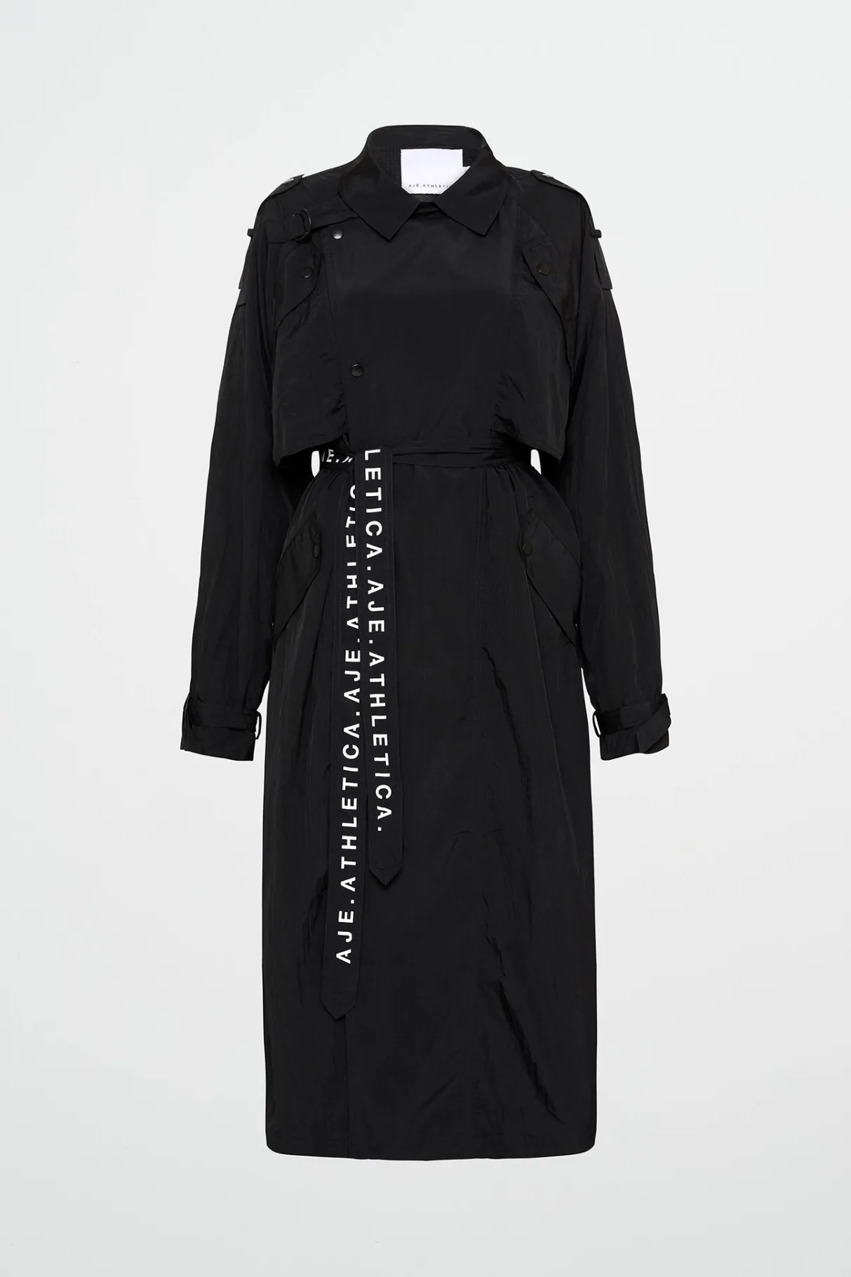 long_belted_windbreaker_jacket__1.webp Fashion Aje ATHLETICA Long Belted Windbreaker Jacket 703 Black/Black