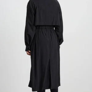 Fashion Aje ATHLETICA Long Belted Windbreaker Jacket 703 Black/Black