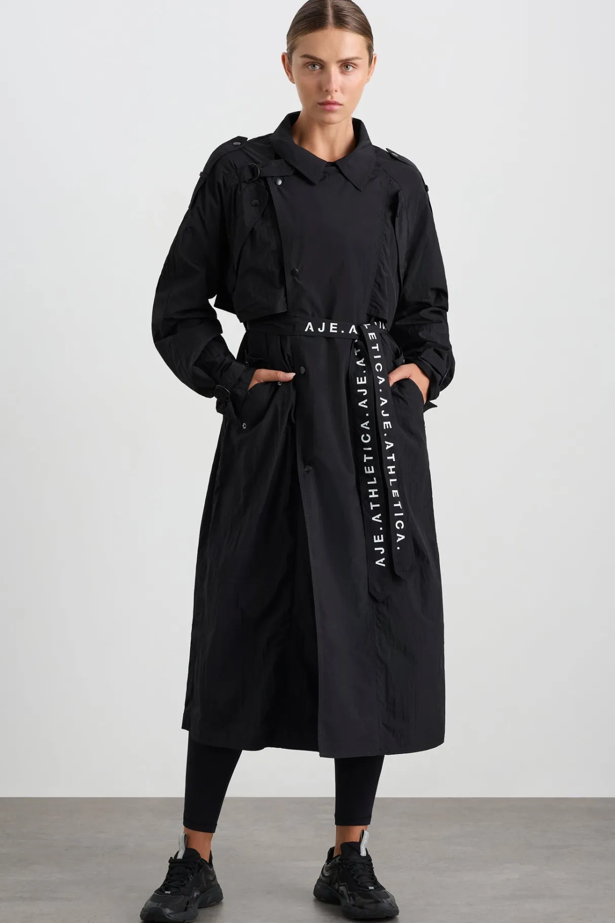 long_belted_windbreaker_jacket__2.webp Fashion Aje ATHLETICA Long Belted Windbreaker Jacket 703 Black/Black