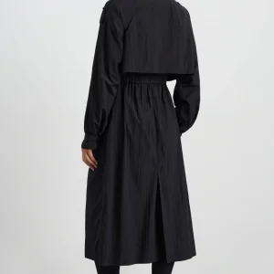 Fashion Aje ATHLETICA Long Belted Windbreaker Jacket 703 Black/Black