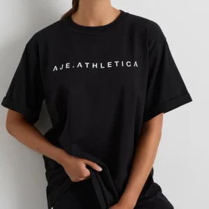 Discount Aje ATHLETICA Long Jersey Logo Tee 102 Black/White Logo